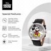 Disney Mickey Mouse Silver Tone Watch with Black Band Men's Fashion Accessory