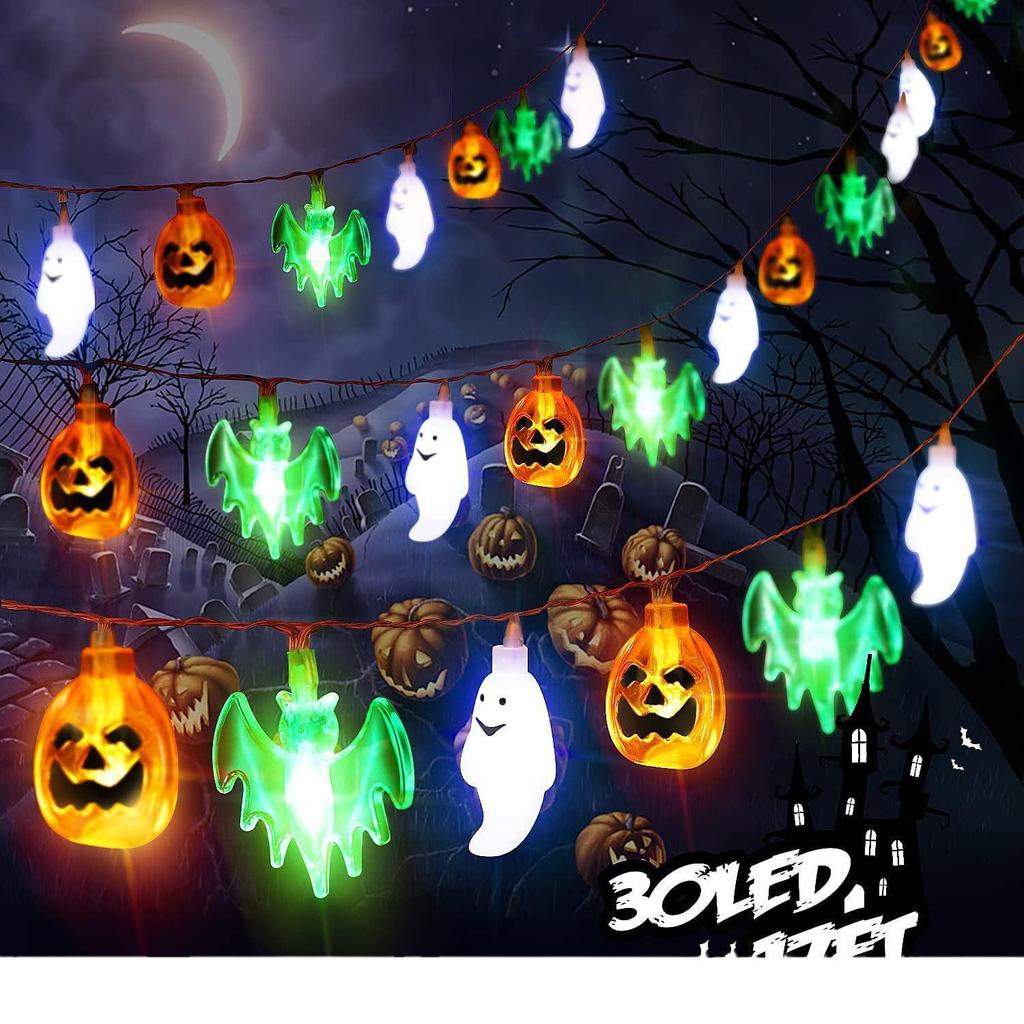 Cross-Border Halloween String Lights - Spider, Bat, Ghost & Pumpkin Decorations