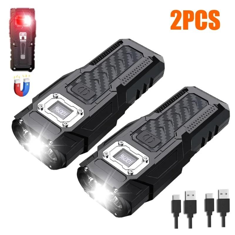 Superhelle LED-Taschenlampe Wiederaufladbare Taschenlampe mit magnetischem Heck COB Seitenlicht Stark Hohe Leistung Camping Notfall Laterne