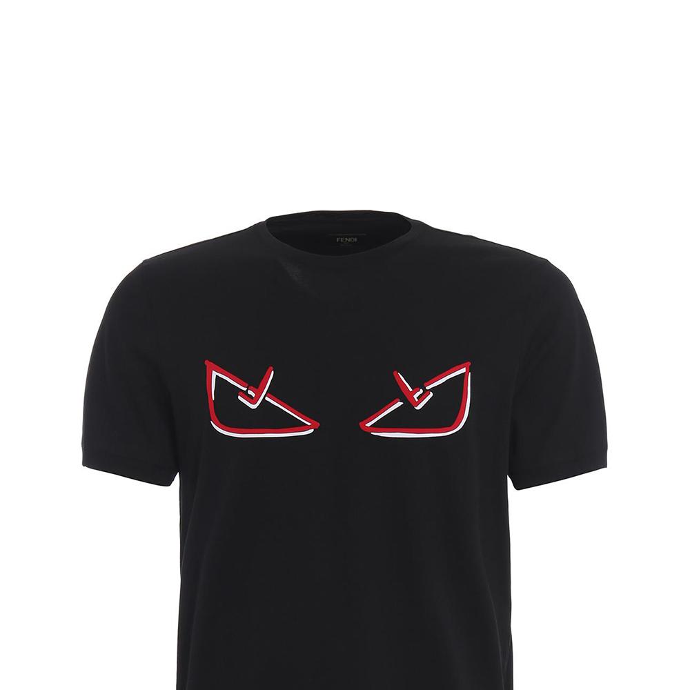 FENDI T-Shirts Men's Black Crew Neck Moderate FY0894A6ZGF0QA1