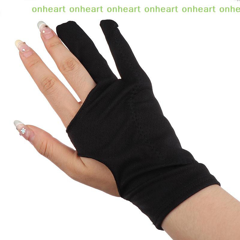 [C]Black 2 Finger Anti-Fouling Glove For Any Graphics Drawing Tablet Right And Left Hand Artist Drawing