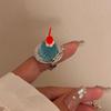 Spoon Mousse Cake Rings Open Jelly Finger Ring Fashion Adjustable Dessert Ring  Couples