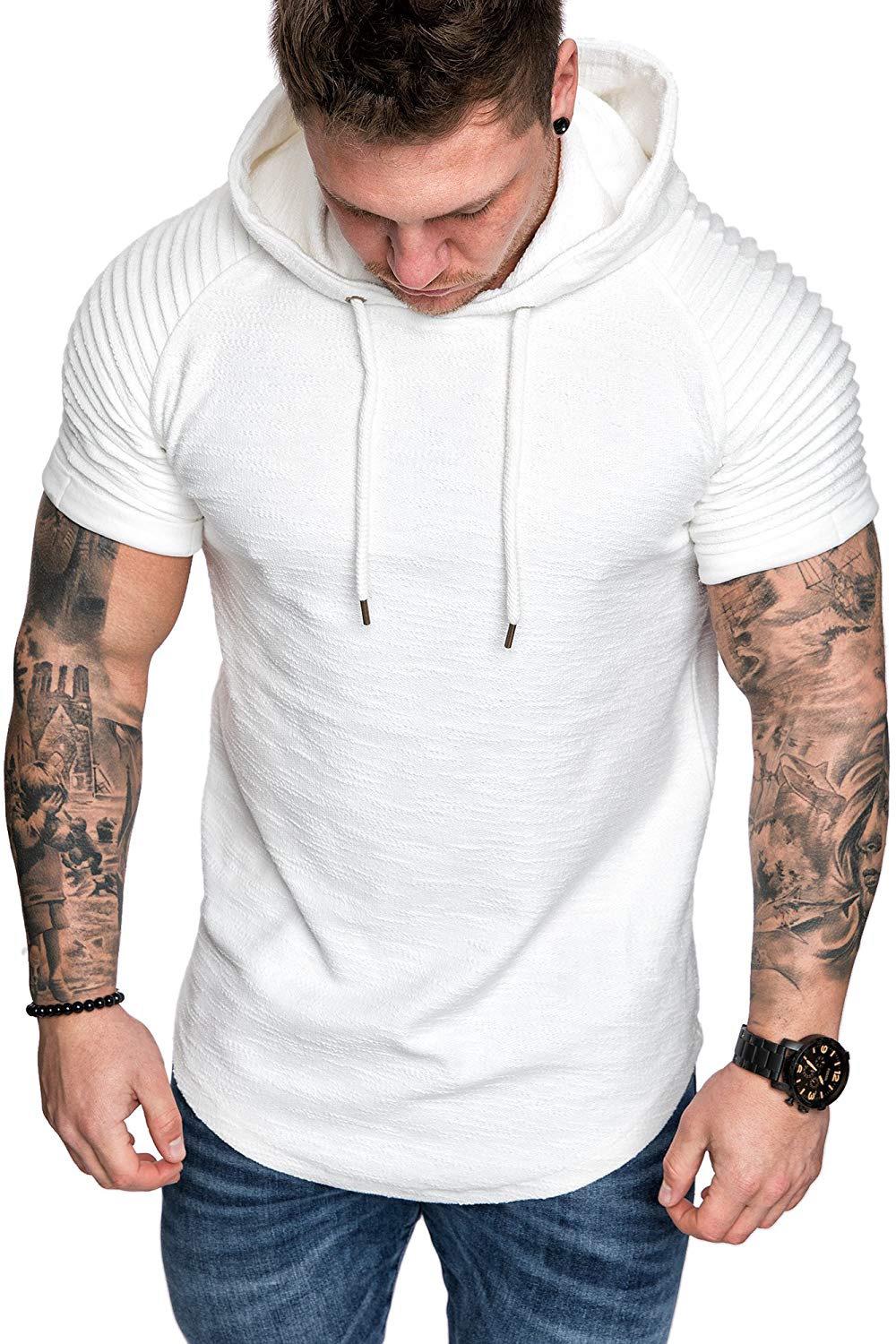 

Men s Solid Color Hooded Sports Tee 2XL