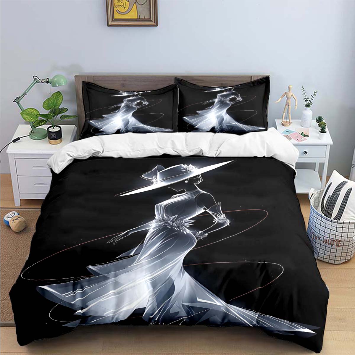 

Comforter Fashion New Woman-Sexy Black And White Print Bedding Sets Bed Supplies Set Bed Comforter Set Bedding Set Luxury Gift Comforter (quilt)-EU Single(135*200cm)3pcs