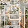 Wooden Blocks Bird Chew Toy Parrot Swing Perch, Toy, Beaded Arch Play Gym with Bells or Pine Cones, Cage Accessories for Parakeet Cockatiel