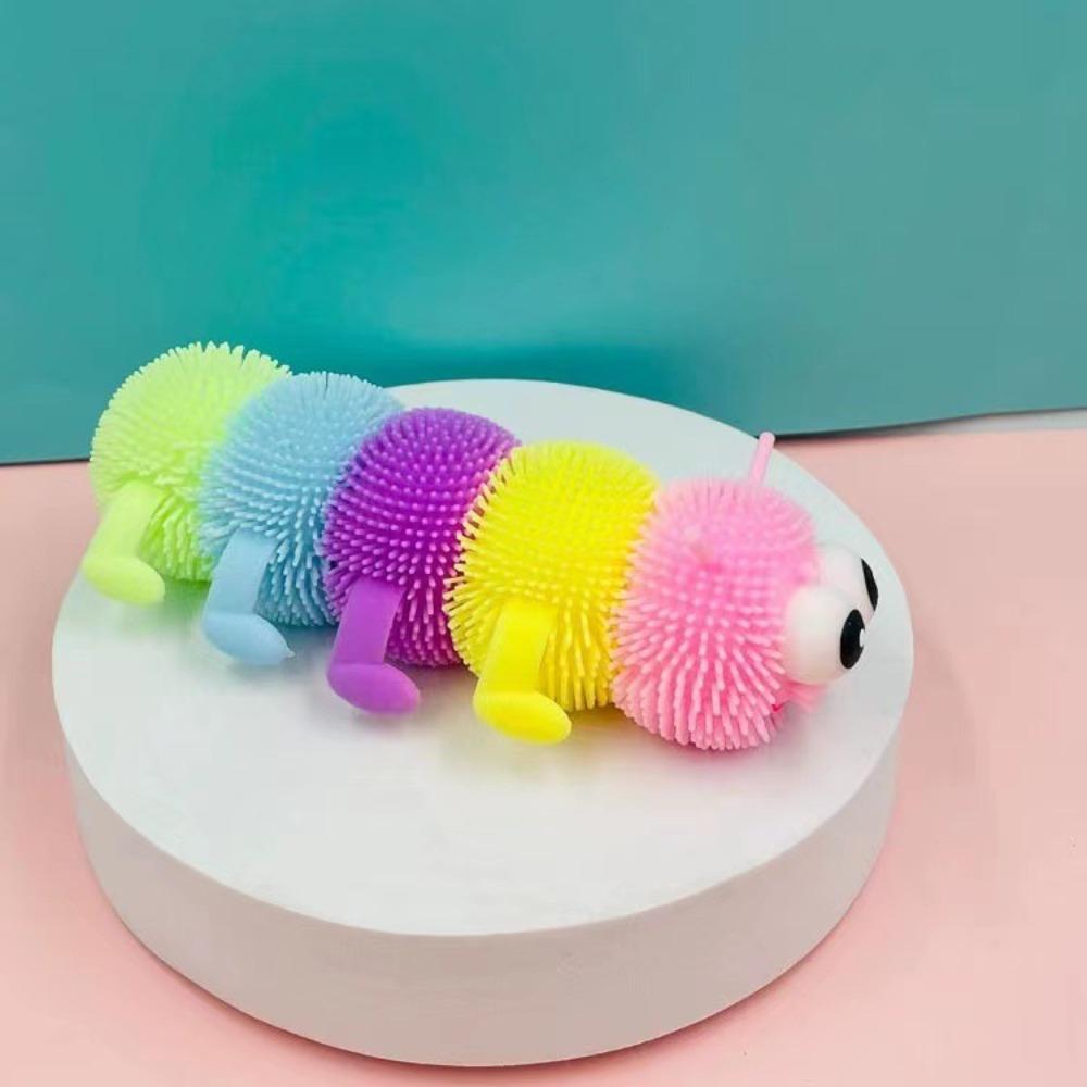Interactive Gift Antistress Soft Squish Luminous Caterpillar Toy Fidget Squeeze Decompression Toy