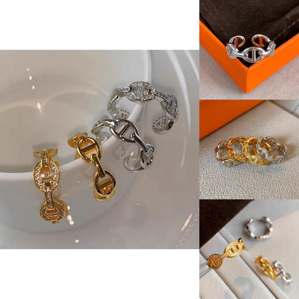 Modischer Verstellbarer Kupferring mit Luxuriösen Strasssteinen für Damen