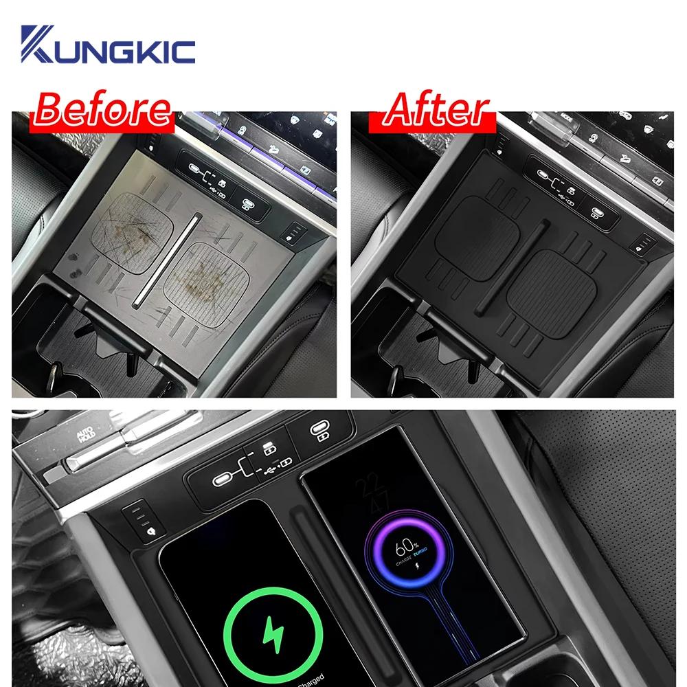 For 2024 2025 Hyundai Santa Fe Wireless Charging Pad Non Slip Phone Charger Mat Silicone Interior Accessory Car Protective