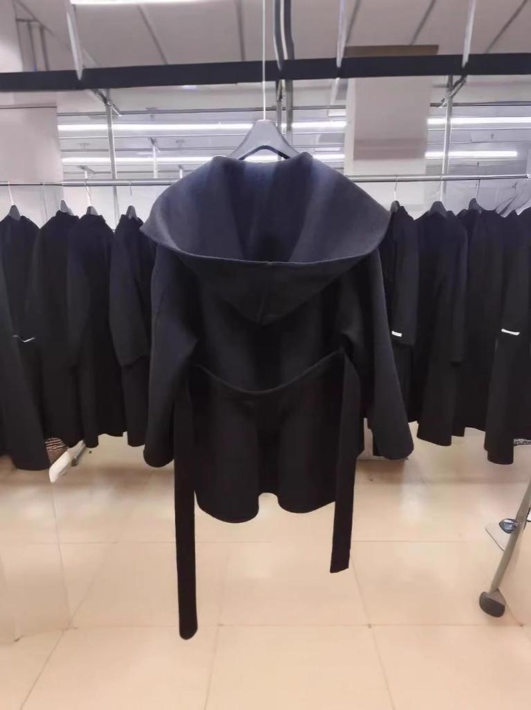 Dalian NSS Autumn/Winter Women's Hooded Loose Fit Double-Sided Cashmere Wool Coat