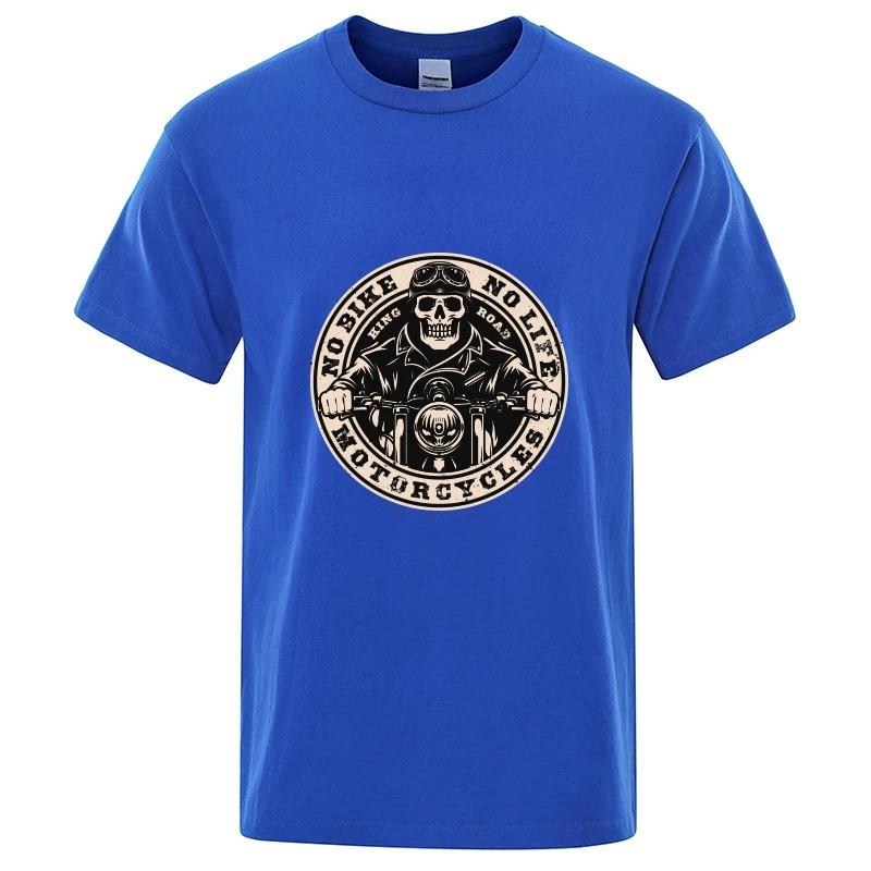 Bavlněné tričko s krátkým rukávem Motocyklový závislák Píst Lebka Tričko Pánské Hip Hopové Tričko Cool Trička Harajuku Streetwear Móda