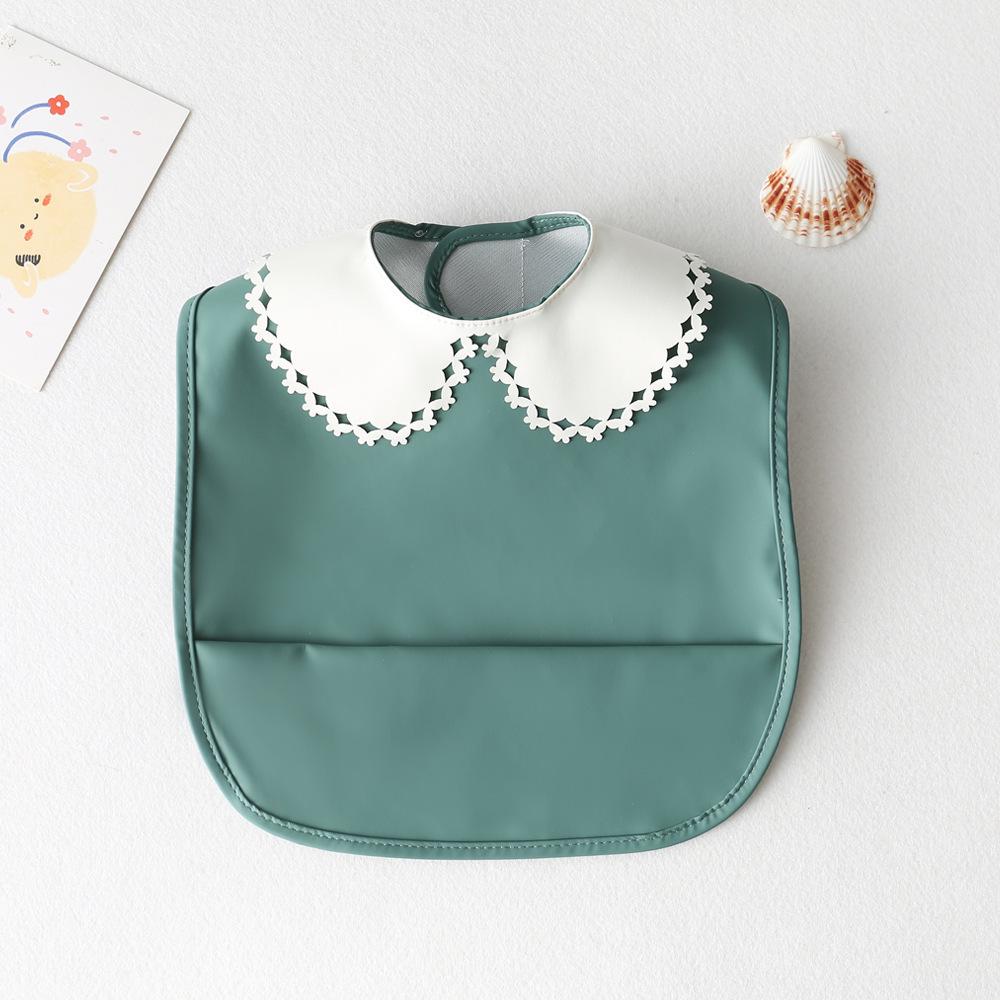 Sleeveless Waterproof Baby Bib with Lace - Reversible Anti-Dirt Feeding Smock