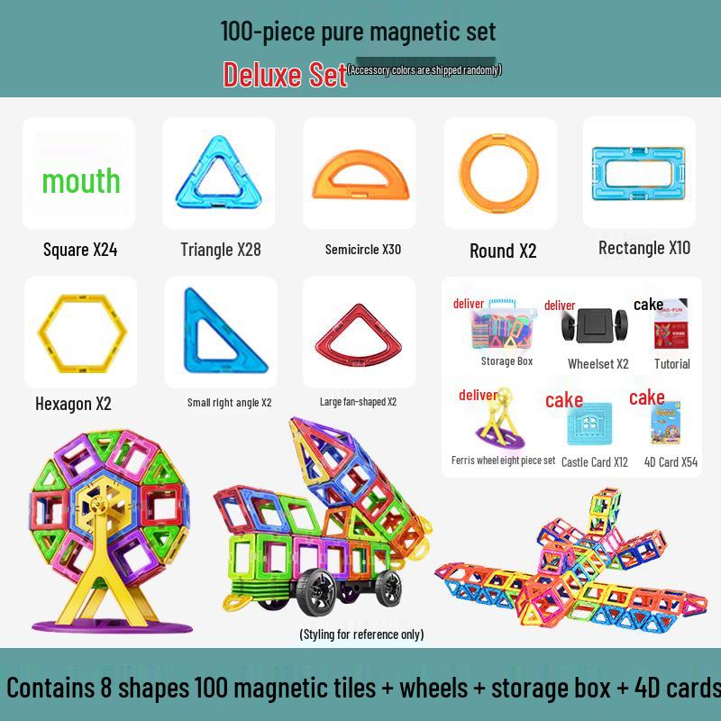 Large Magnetic Tiles Building Blocks Set for Kids - DIY Educational Toy