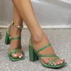 Quadratische Open-Toe-Absatzschuhe für Damen Riemchen klobiger Blockabsatz Hochzeitsfeier Komfort Kleid Slides Sandalen Damen Leichte Sommer Slip-on Slides Schuhe