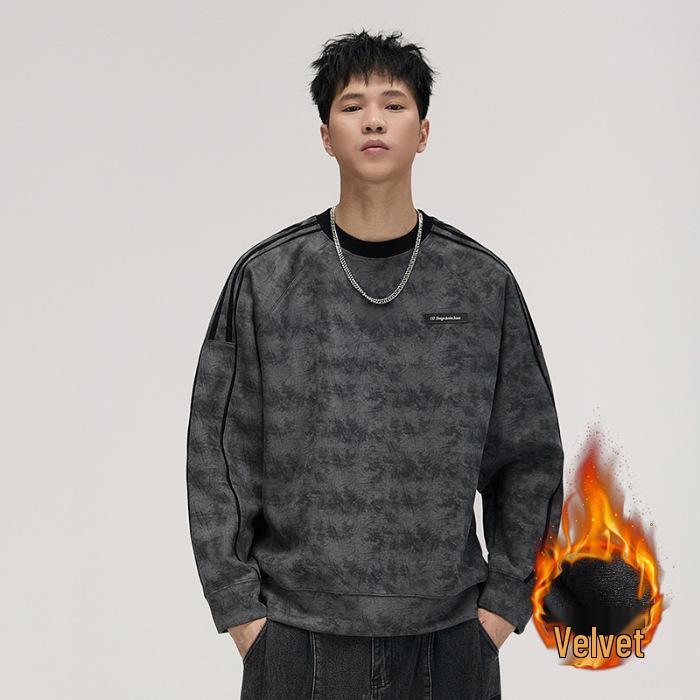 Men s Heavyweight 380g Raglan Sleeve Striped Shoulder Round Neck Top S