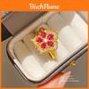 Vintage Floral Gold Plated Zircon Ring For Women With Elegant Hand Jewelry