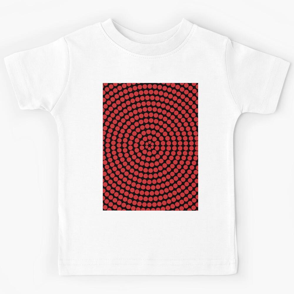 Black and Red Retro Circle Polka Dot Pattern Pairs Coloro 2022 Popular Color Red Glow 013-43-37 Kids T-Shirt 170