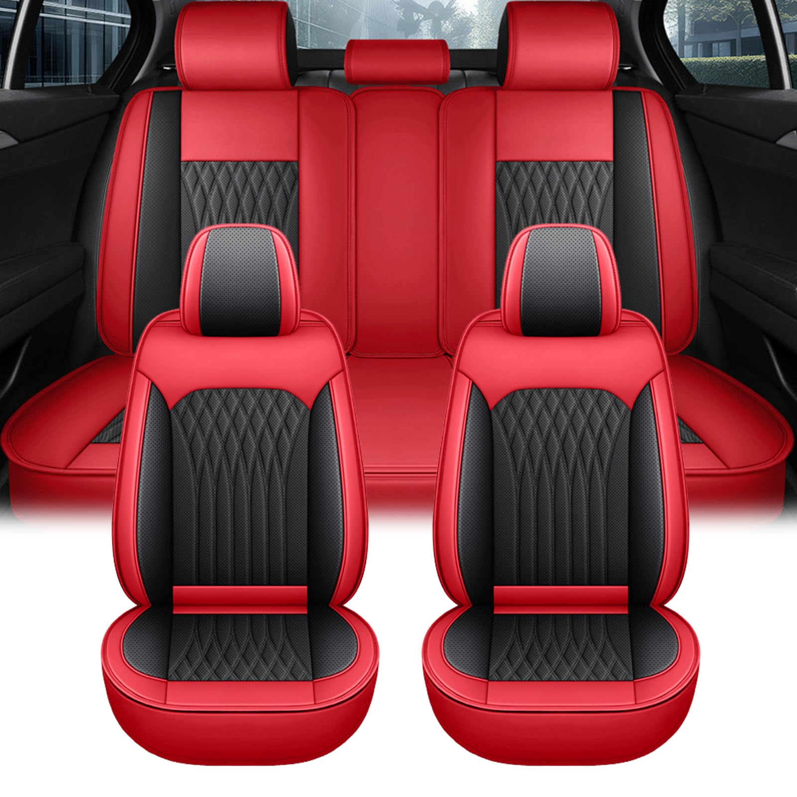 

Suzuki Everyday Van DA17V Everyday Wagon DA17W Чехол на сиденье автомобиля, Кожаный материал, 5 мест, One Size красный