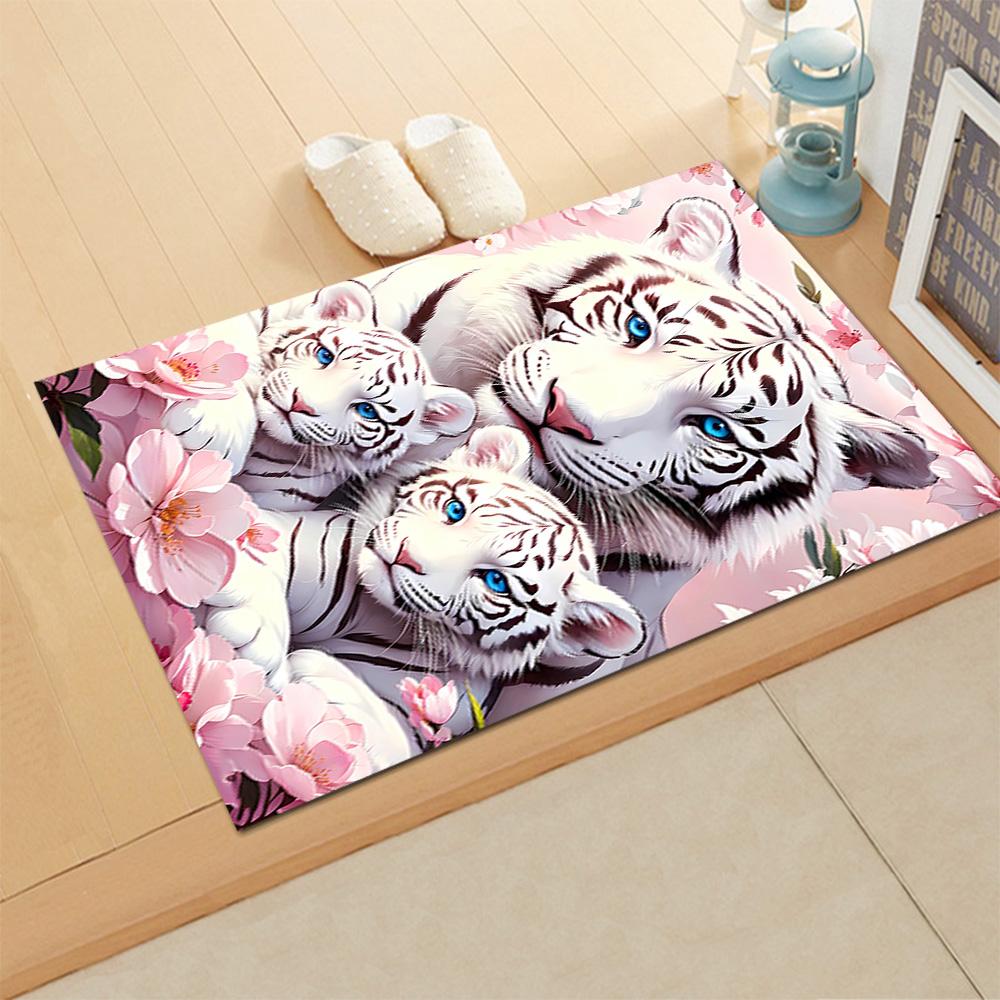 White Tiger Family for Living Room Rug, BedRoom Rug, Study Room Rug, Hallway Decoration, Perfect for Home Decoration or Holiday Gifts