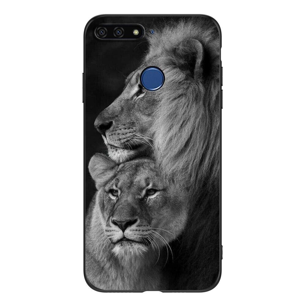 For Honor 7C 5.7 Inch Case Soft Back Cover Phone Case For Huawei Honor 7c Aum-L41 Silicon Black Tpu Case Lion Wolf Tiger Dragon