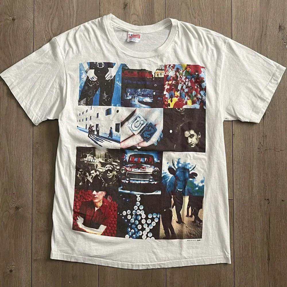 

U2 Achtung Baby белая футболка с коротким рукавом KV26186 Унисекс XL