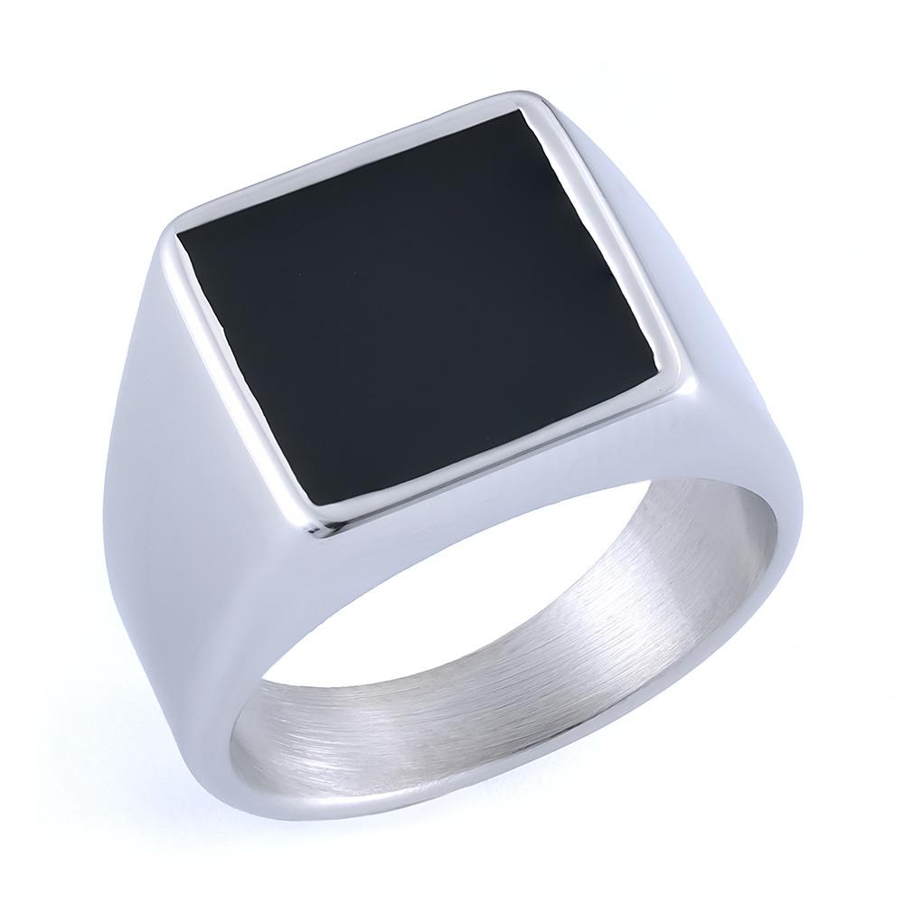 Personalized Men'S Trendy Men'S Epoxy Abalone Shell Ring Stainless Steel Non-Fading Jewelry