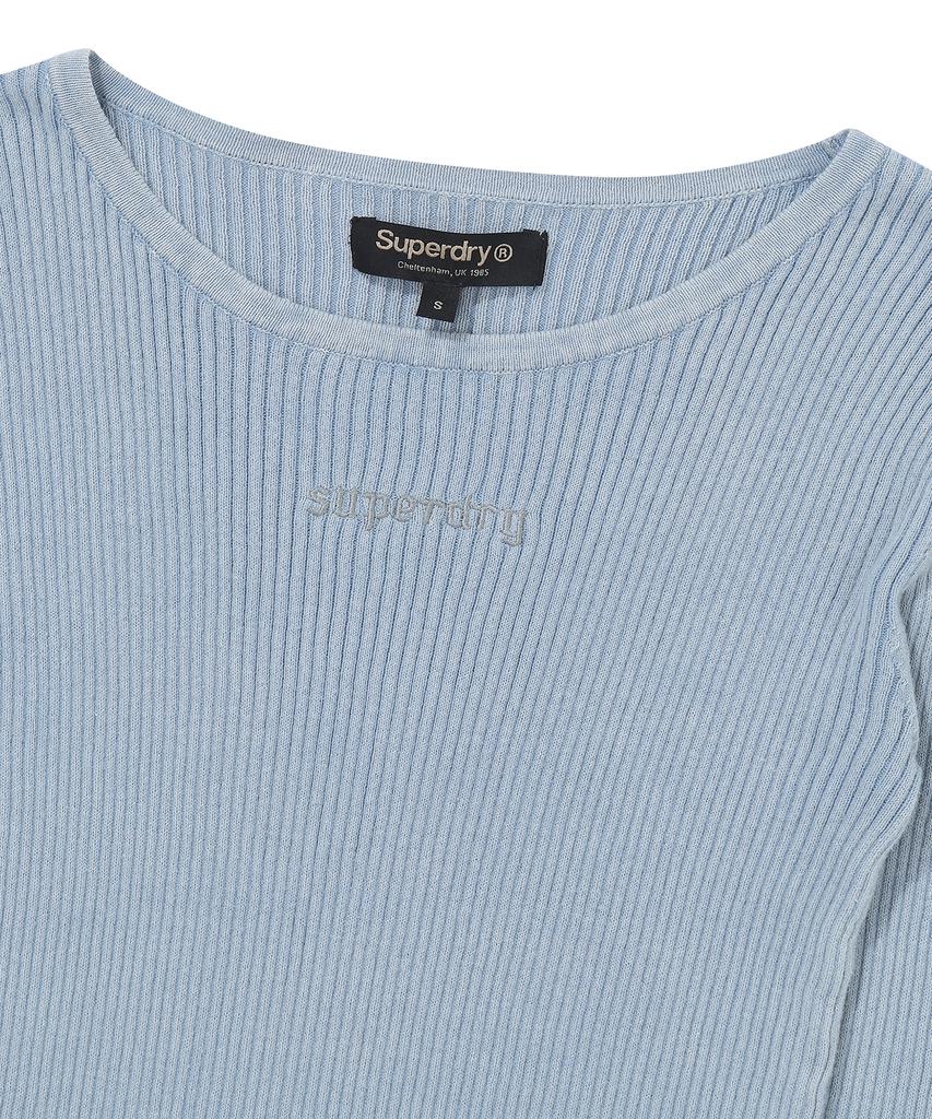 Syupeodeulai W Washed Slit Knit Long Sleeve Light Blue