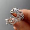 2Pcs/Set Fashion Silver Color Rhinestone Zircon Rings For Women Full Crystal Rings Wedding Engagement  Anniversary Gifts