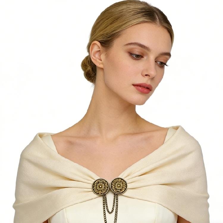 Fashionable Chain Brooch Trendy Chest Jewelry Gift With European Pattern For Shawl And Clothing Accessories