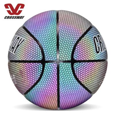 Velikost 7 Reflexní Basketbalový Odolný Proti Opotřebení Trvanlivý Protiskluzový PU Basketbalový Míč Pro Vnitřní Venkovní Noční Hru Trénink Narozeninový Dárek
