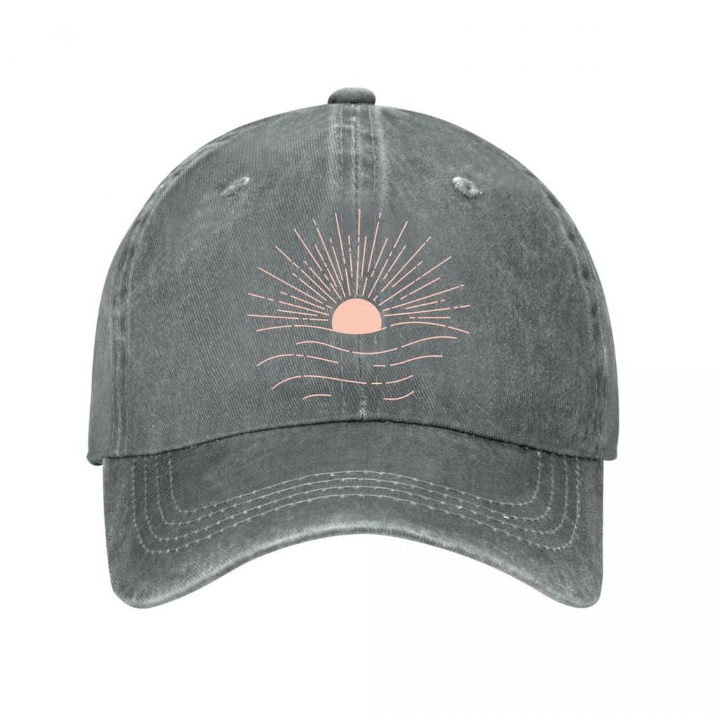 Minimalist Sun Wave Metal Wall Art Washed Baseball Cap Outdoor For Womens Unisex FeUnisex