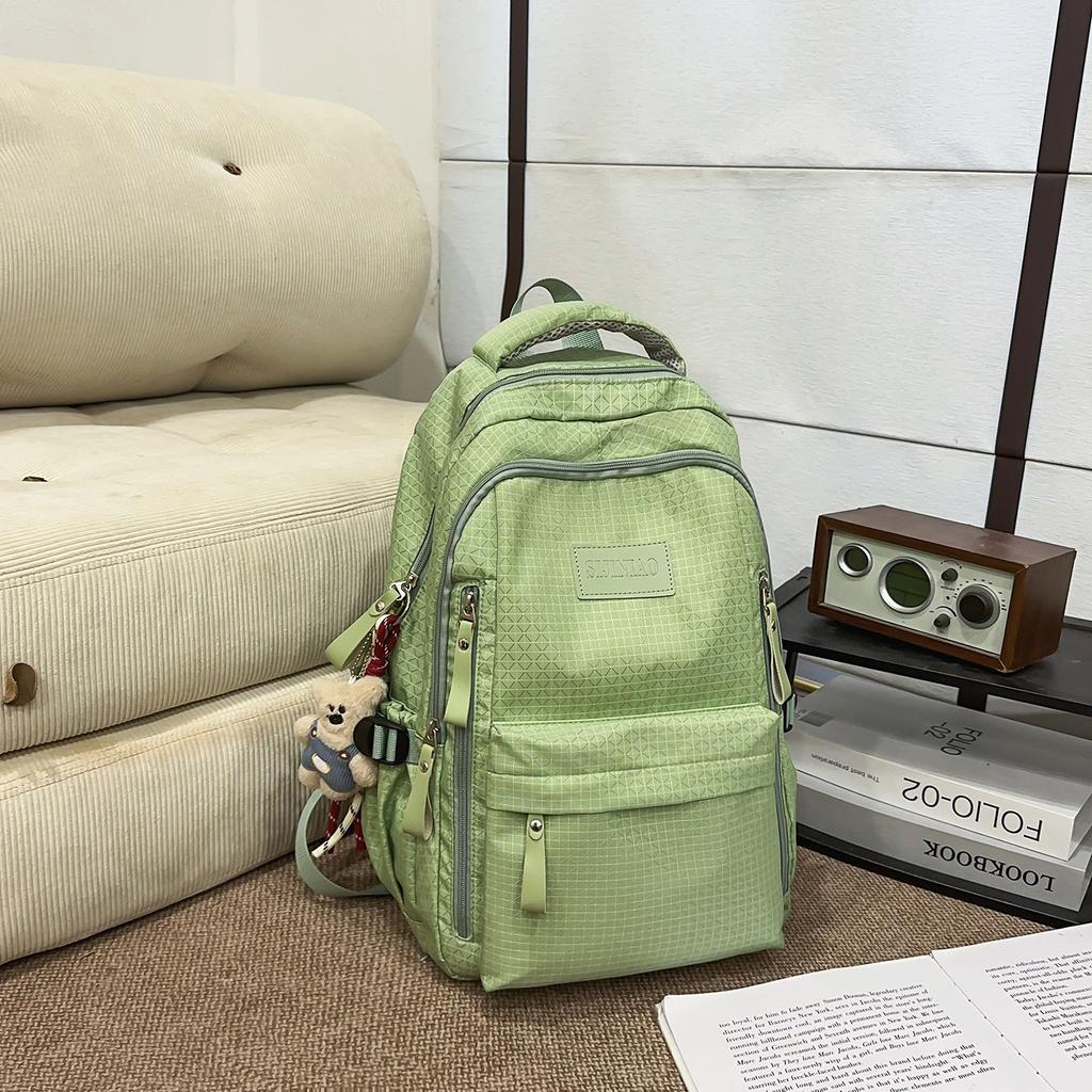 Schoolbag1011 New Schoolbag Female College Student Solid Color Large Capacity Backpack Multi-layer Junior High School High School Student Backpack