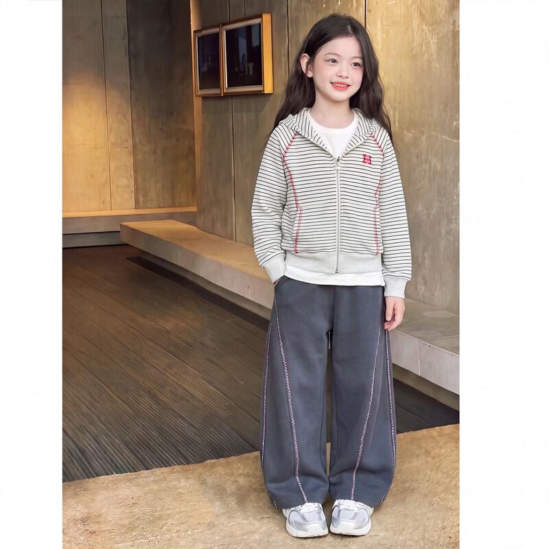 Moonkids Girls' Stylish Autumn Zip-Up Hoodie and Pants Set