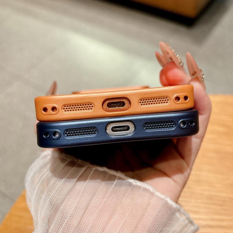 Luxury Lychee Pattern Leather Case For iPhone 17 16 15 14 13 Pro Max 16Pro  Magsafe Wireless Charge Cover