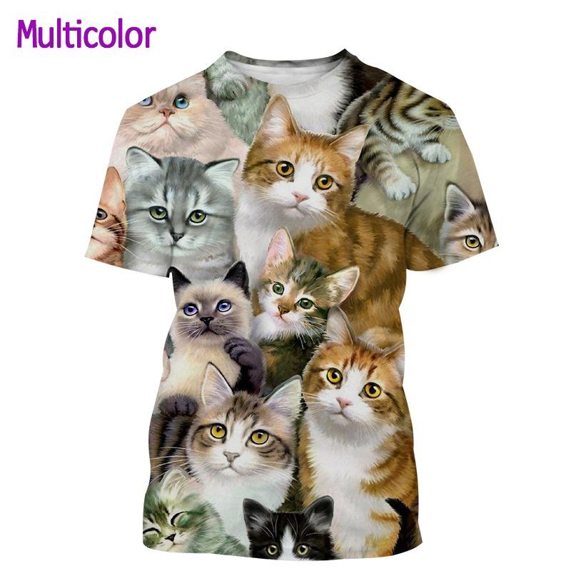 2022 Men And Women Street Art Cool Short-Sleeved All-Match Tops Cat Latest 3D Printing T-shirt Fashion Casual Cute Style