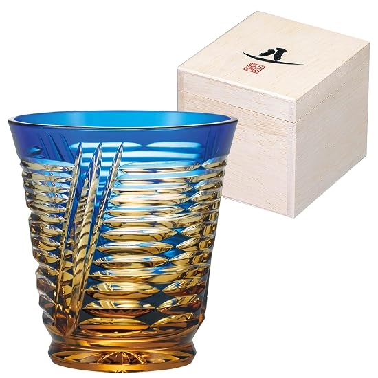 Toyo-Sasaki Glass Sake Cup Yachiyo Kiriko Sanae Cup Lapis Lazuli 100ml Made in Japan Glass Sake Glas