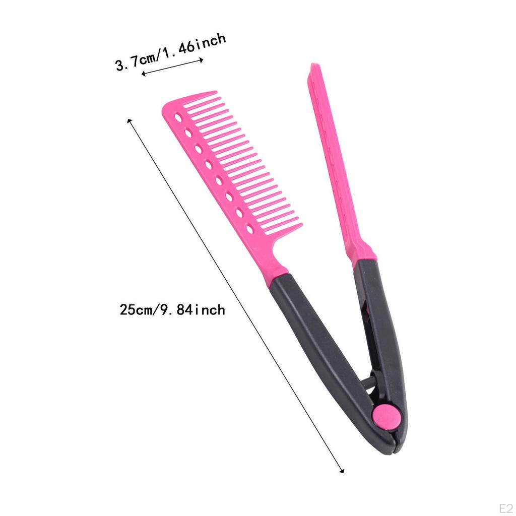 Flat Straightening Comb Firm Grip Salon Hair Brush for Home Hairdresser Rose Red