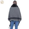 2022 Women Fur Collar Knitted Loose Cape Winter Faux Mink Velvet Warm Poncho Batwing Sleeves Cardigan Knitwear Coat With Pocket