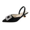 Baotou Sandalen Damen neu Sommer sanft Strass spitz Riemchen hinten dicker Absatz einzelne Schuhe