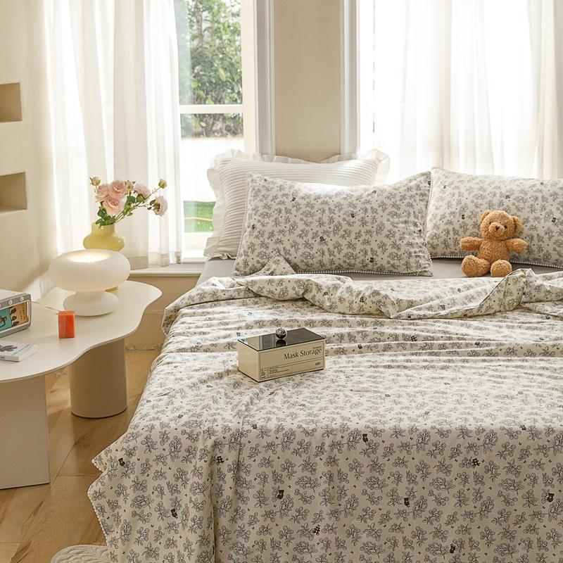 Cuvertură dublă cu aer condiționat, din bumbac, pentru copii, cu desene animate, set de patru piese, cuvertură din fibră de soia.