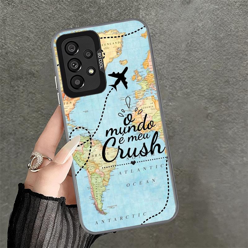Travel Map Artistic Pattern Shockproof Phone Case for Samsung A17 A16 A15 A14 A37 A57 A36 A56 A26 A35 A55 A25 A34 A54 A24 A13 A2