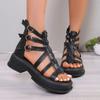 Fashion Wedges Gladiator Sandals Women Black White Cow Leather Platform Pumps Female High Top High Heel Fashion Sneakers Casual Shoes