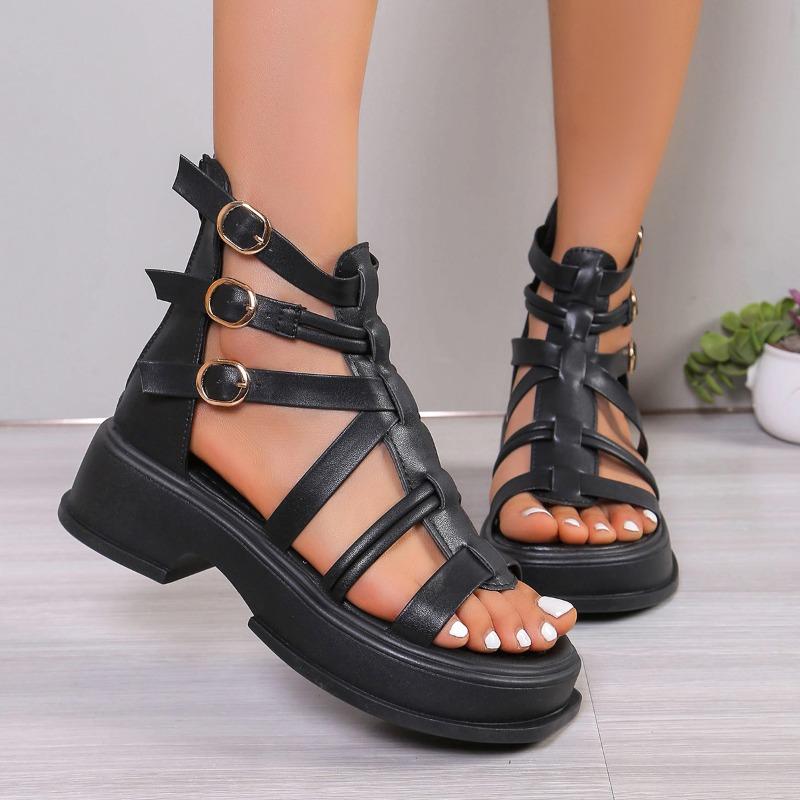 Mode Keilabsatz Gladiator Sandalen Damen Schwarz Weiß Kuhleder Plateau Pumps Damen High Top High Heel Mode Sneaker Freizeitschuhe
