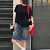Spring Summer Women Casual Denim Shorts Fashion Wide Leg Short Jeans Knee Lenght Denim Pant High Waist Girls