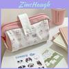 Cat Cartoon Canvas Pen Bag With Large Capacity And Portable Design For Students And Girls