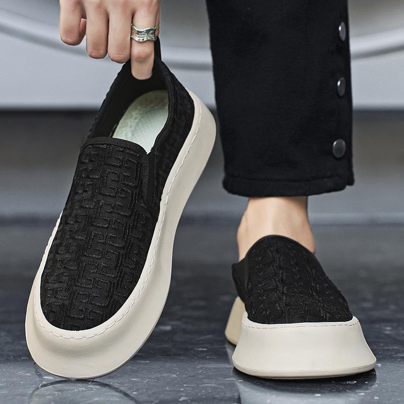

2026 Autumn New Fashi Shallow Mouth Casual Canvas Shoes for Men Breathable Comfortable Niche Design Versatile Chunky Sneakers 39 чёрный