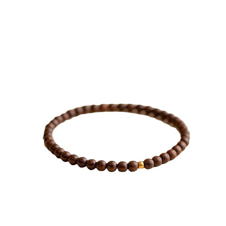 Винтажный буддийский браслет из сандалового дерева с одним кругом бусин One Size