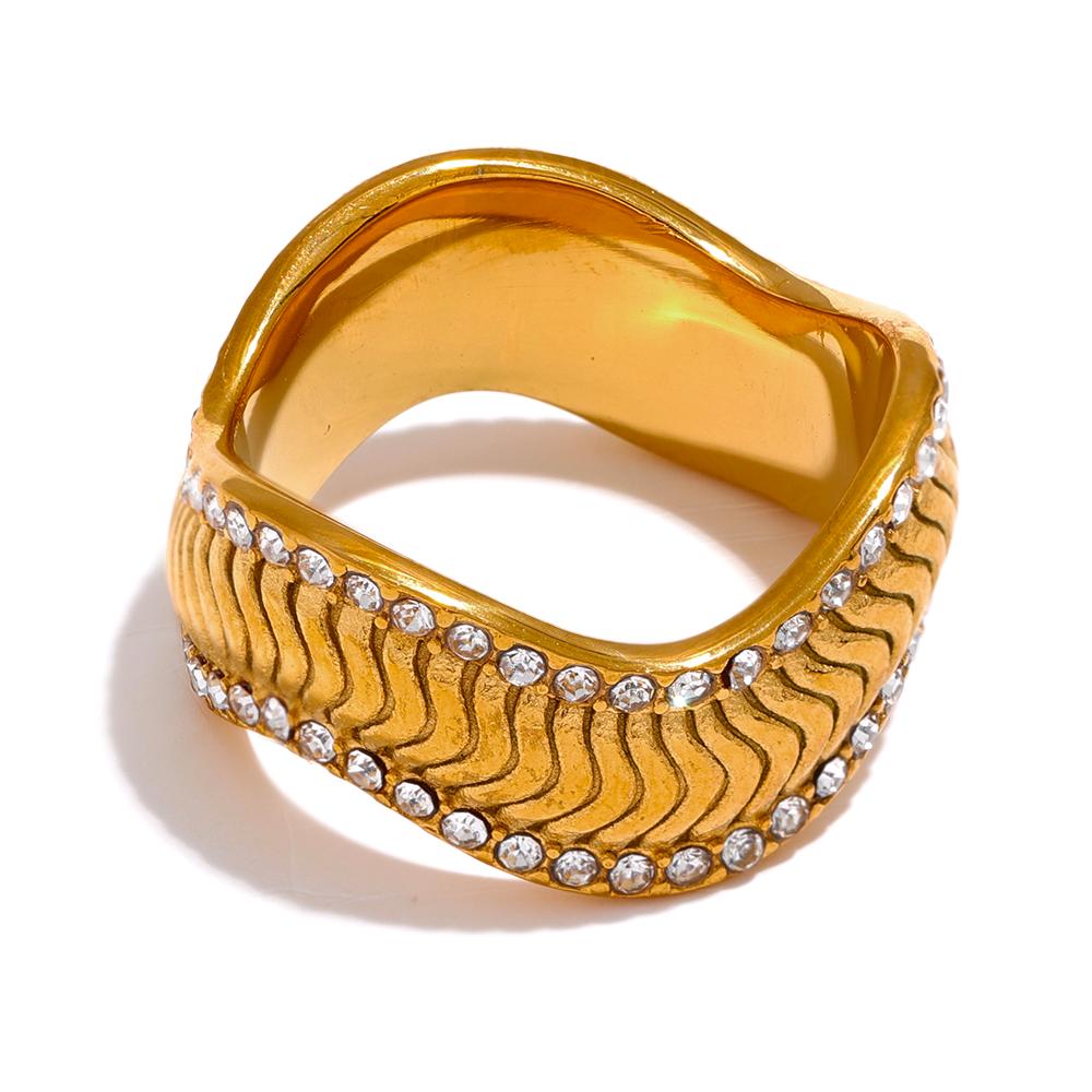 

Yhpup New Stainless Steel Twisted Geometric Elegant Ring Shiny Cubic Zirconia Delicate Jewelry Waterproof for Women Party Gift 6