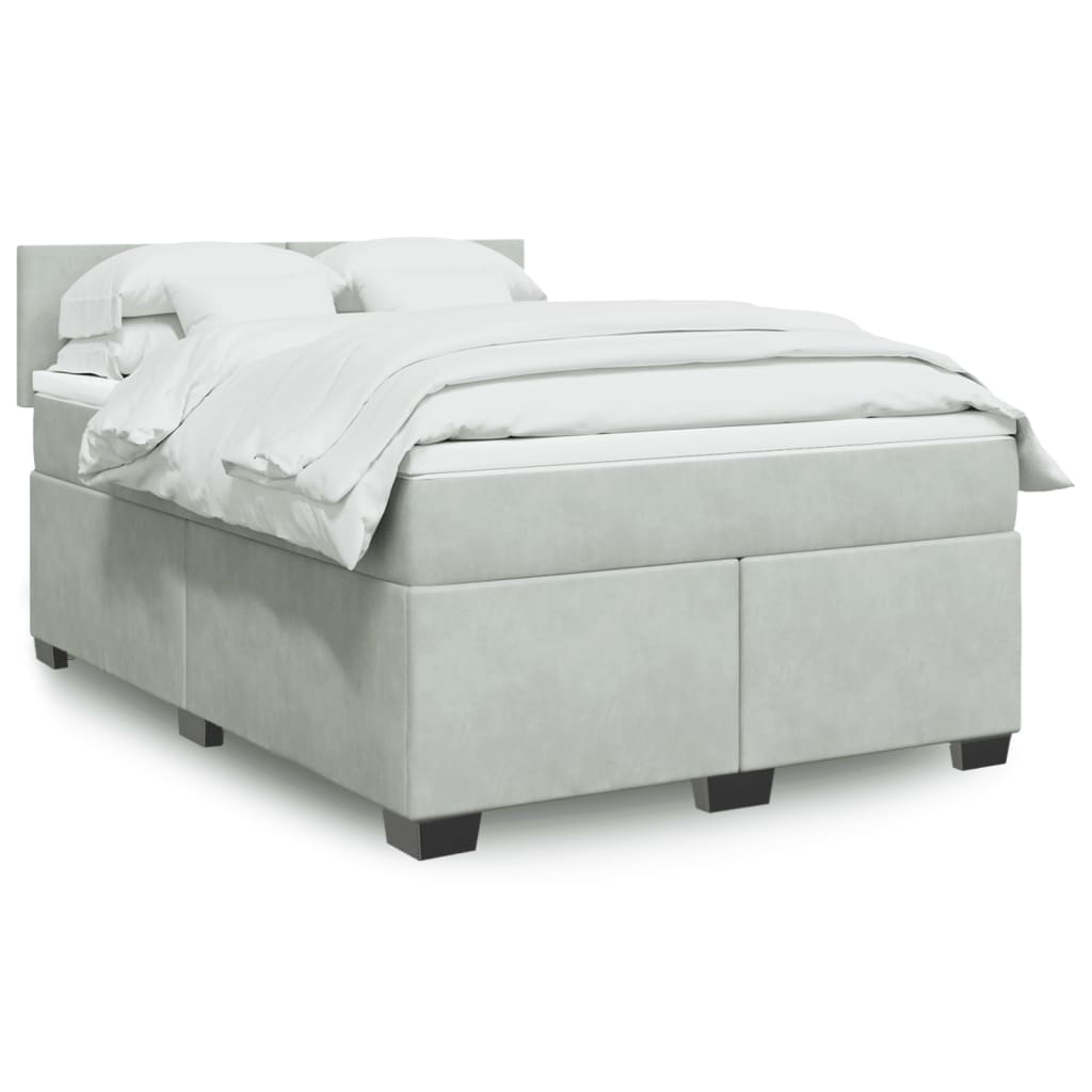 Vidaxl Letto Continentale Con Materasso, Grigio Chiaro, Velluto, 140X190Cm