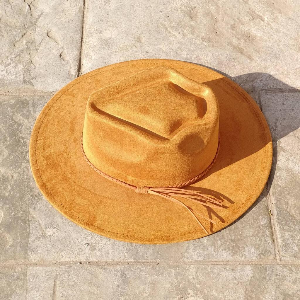 Vegan Suede Arrow-shaped Cap Women's Hat with Variousaccessoriesmen'sfedora Distressed Suede Hat Bohemianstylehat Men'sstraw Hat