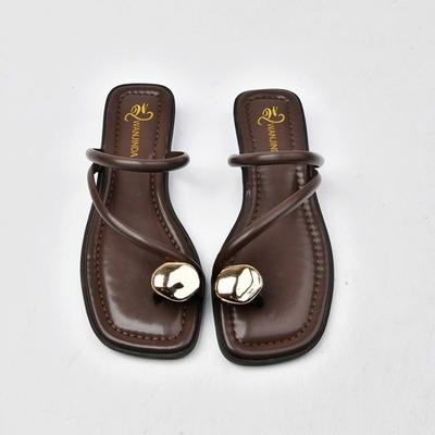 Luxury Shoes for Women Leather Flip Flops Woman Hiking Sandal Mules Women's Slippers Summer Shoes Sale Ladies Slides Tongs Femme